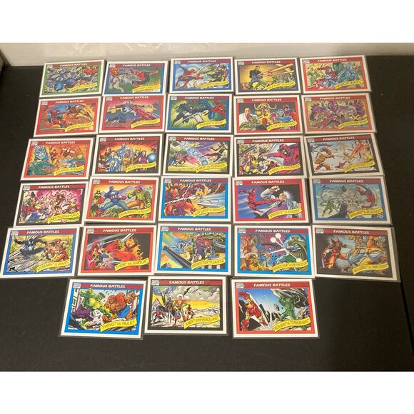 1990 Impel Marvel Universe Trading Cards FAMOUS BATTLES 28 Card Lot - Picture 1 of 6